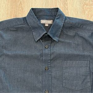 Ash & Erie Button Up Shirt Mens Medium Slim Fit Short Sleeve Casual Blue Cotton